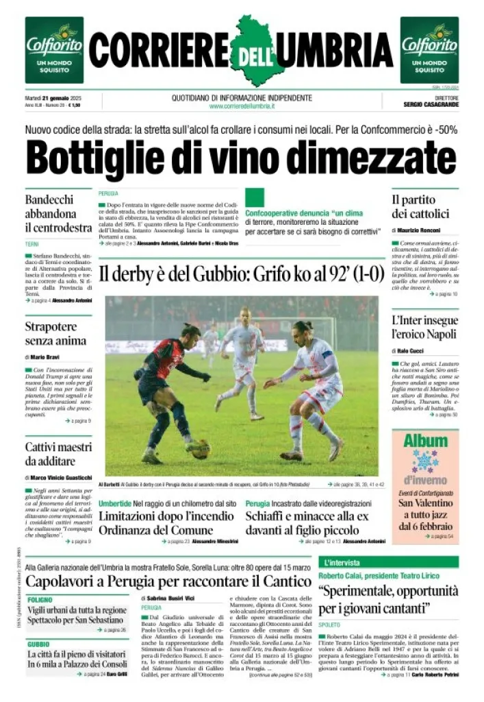 Prima-pagina-corriere umbria-del-2025-01-21